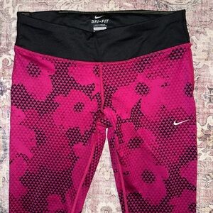 Nike Women’s Floral Pink and Black Leggings